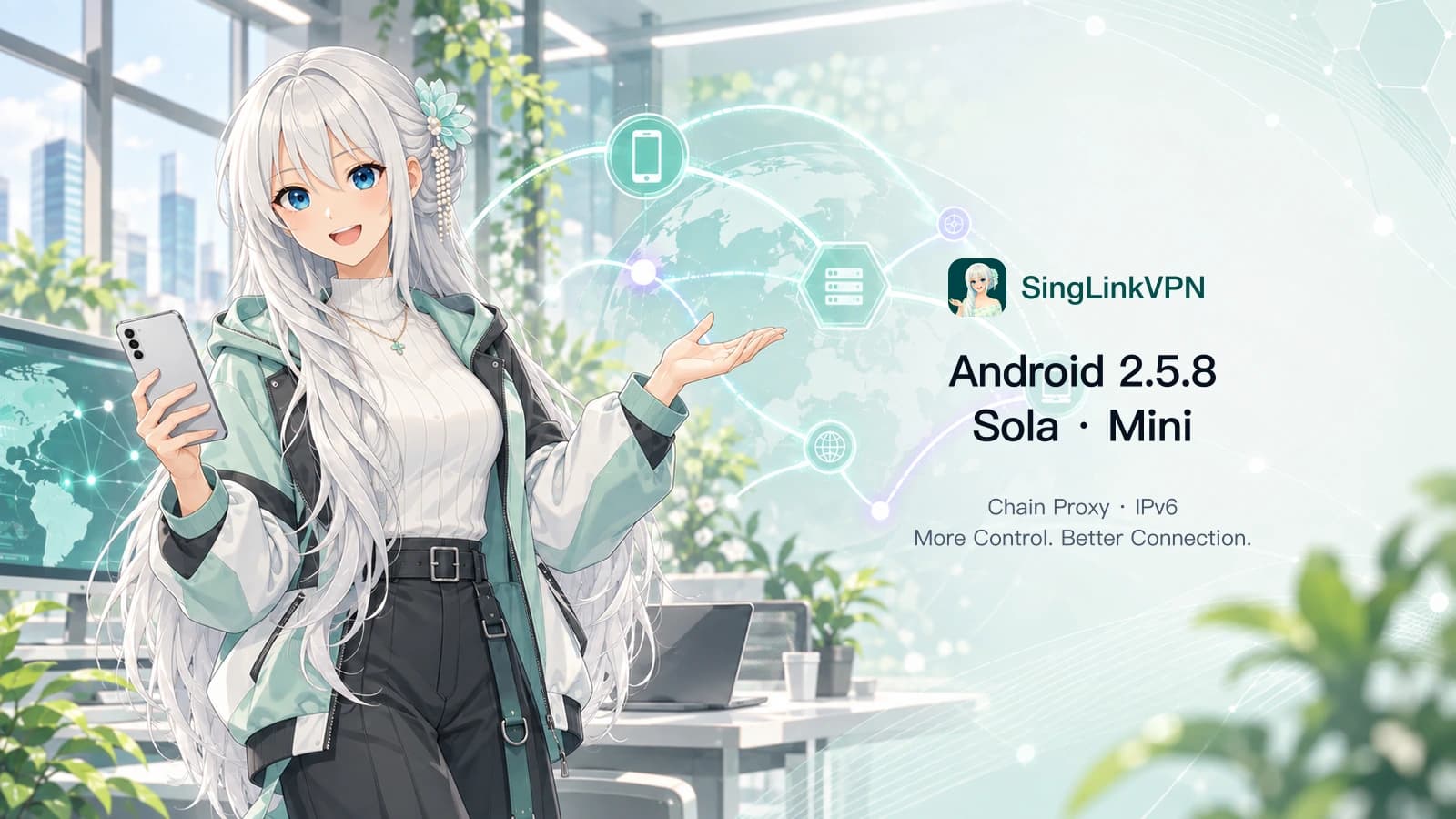 SingLinkVPN Android 2.5.8 with Sola, Mini, chain proxy, IPv6, and AI Auto SingLink